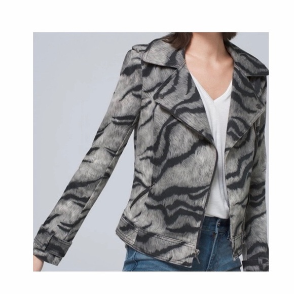 White House Black Market Jackets & Blazers - White House Black Market Animal Print Moto Jacket